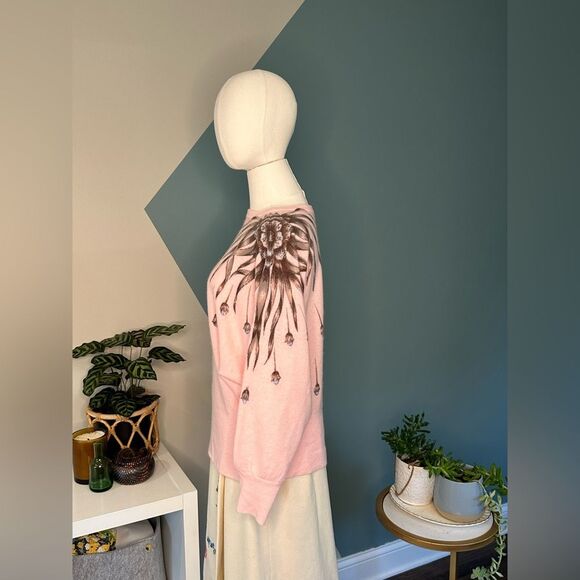 Vintage 80s/90s Marianna di Firenze Pink Lambswool Angora Floral Sweater Size M - Picture 3 of 11